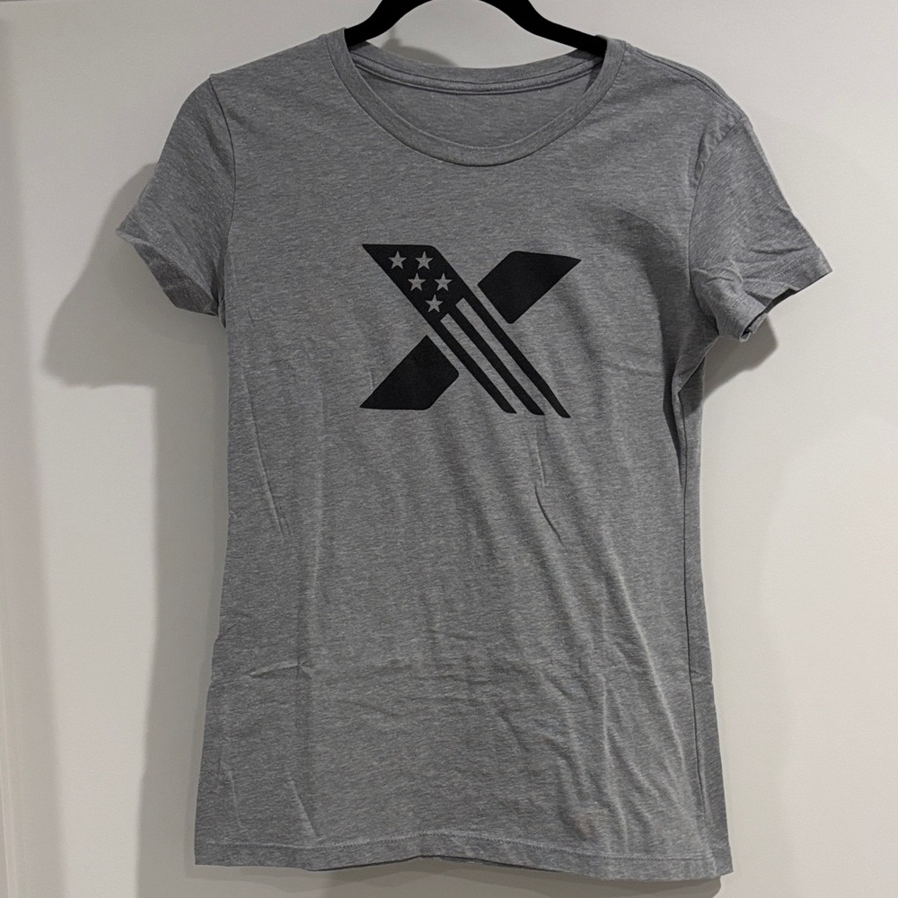 Gray Women's T-Shirt with Black Graphic